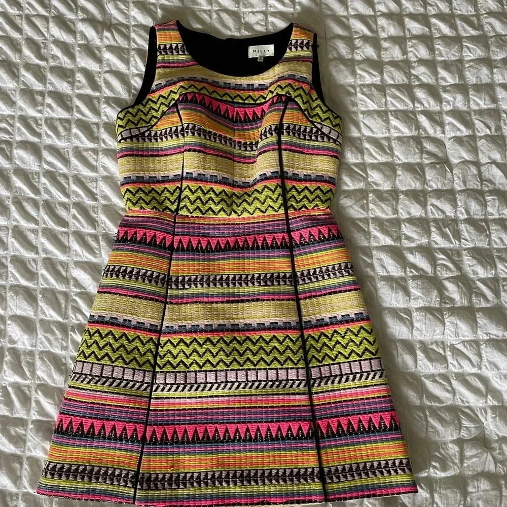 Milly Raffia neon tweed mini dress - Picture 4 of 11